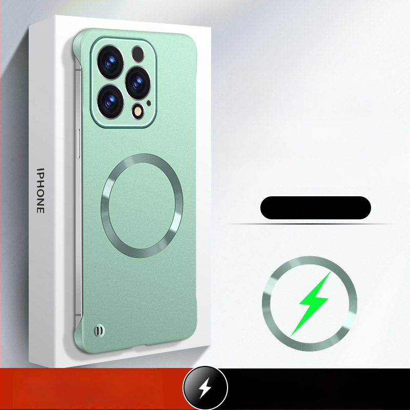 iPhone lietu korpuss — bezrāmju dizains, magnētisks, PC materiāls, izsmidzinātas apdares; saderīgs ar iPhone 12 Pro/12 Pro Max/13 Pro/13 Pro Max/14 Pro/14 Pro Max/ iPhone 13