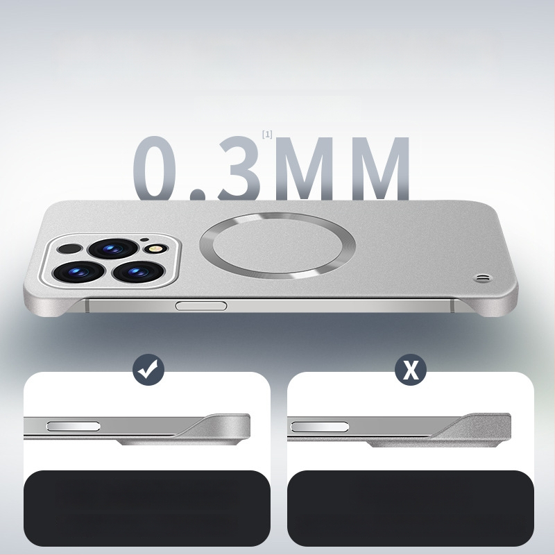 iPhone lietu korpuss — bezrāmju dizains, magnētisks, PC materiāls, izsmidzinātas apdares; saderīgs ar iPhone 12 Pro/12 Pro Max/13 Pro/13 Pro Max/14 Pro/14 Pro Max/ iPhone 13