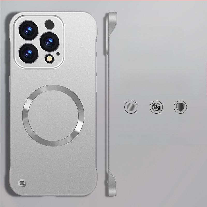 iPhone lietu korpuss — bezrāmju dizains, magnētisks, PC materiāls, izsmidzinātas apdares; saderīgs ar iPhone 12 Pro/12 Pro Max/13 Pro/13 Pro Max/14 Pro/14 Pro Max/ iPhone 13