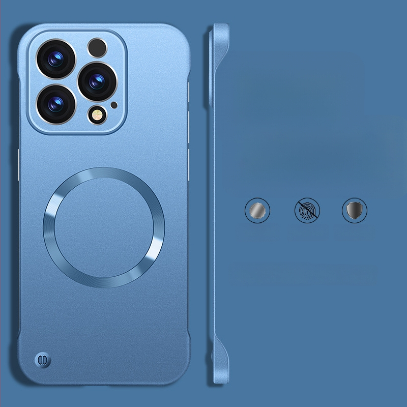 iPhone lietu korpuss — bezrāmju dizains, magnētisks, PC materiāls, izsmidzinātas apdares; saderīgs ar iPhone 12 Pro/12 Pro Max/13 Pro/13 Pro Max/14 Pro/14 Pro Max/ iPhone 13