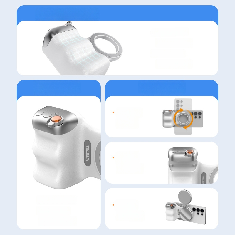 MagSafe fotografavimo laikiklis išmaniesiems – magnetinis pritvirtinimas, belaidis Bluetooth valdymas, vaizdo stabilizavimas, ABS korpusas, suderinama su Apple ir Android