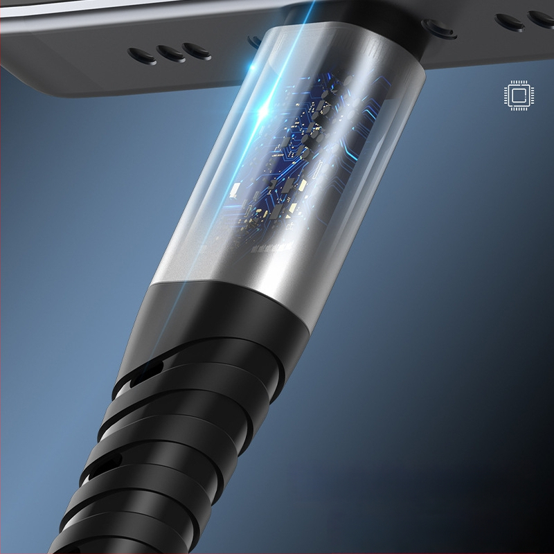 3-ühes-ühes Punutud Andmekaabel Kiirlaadimiseks (Lightning, Micro USB, Type-C), Maksimaalne vool 5A