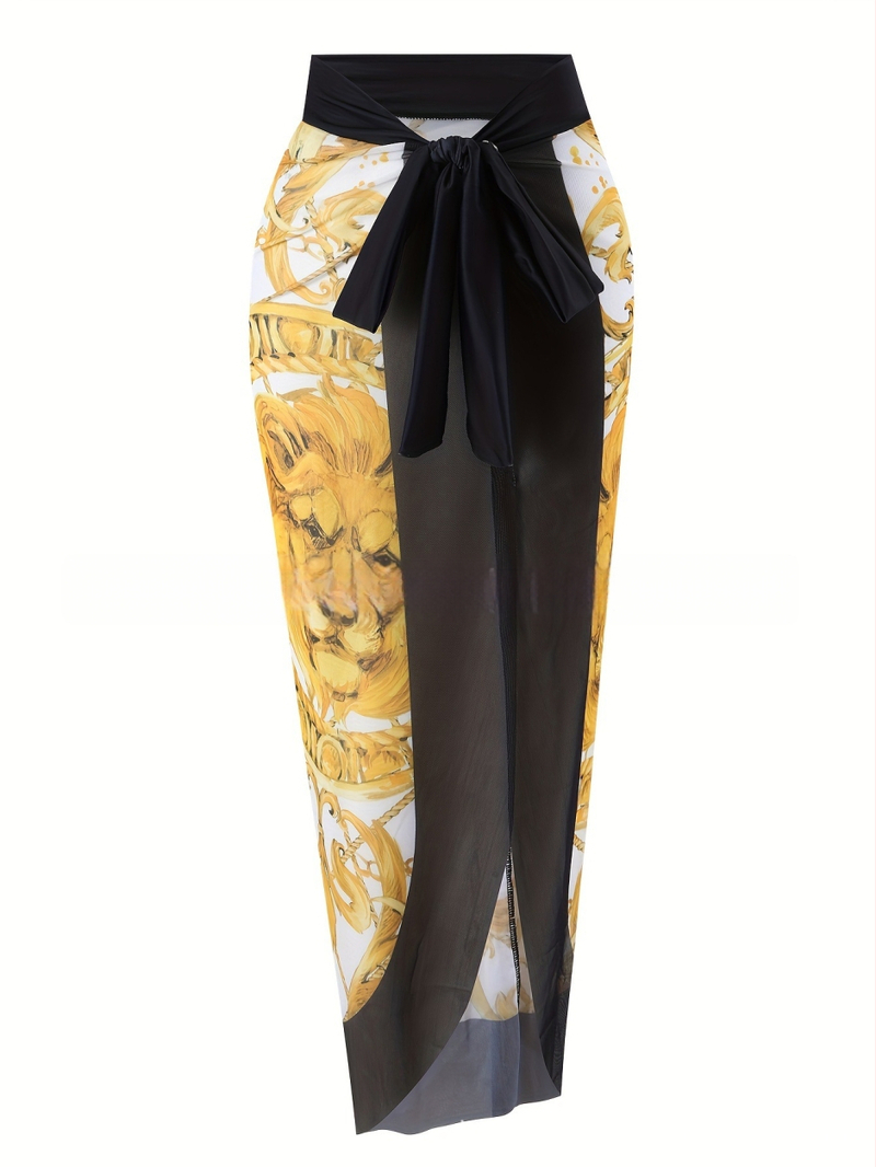 Üheosaline ujumistrikoo – seksikas muster (rinnapatjaga ja teraseta toega, polüesterkangas, ilma varrukateta, ujumiseks)