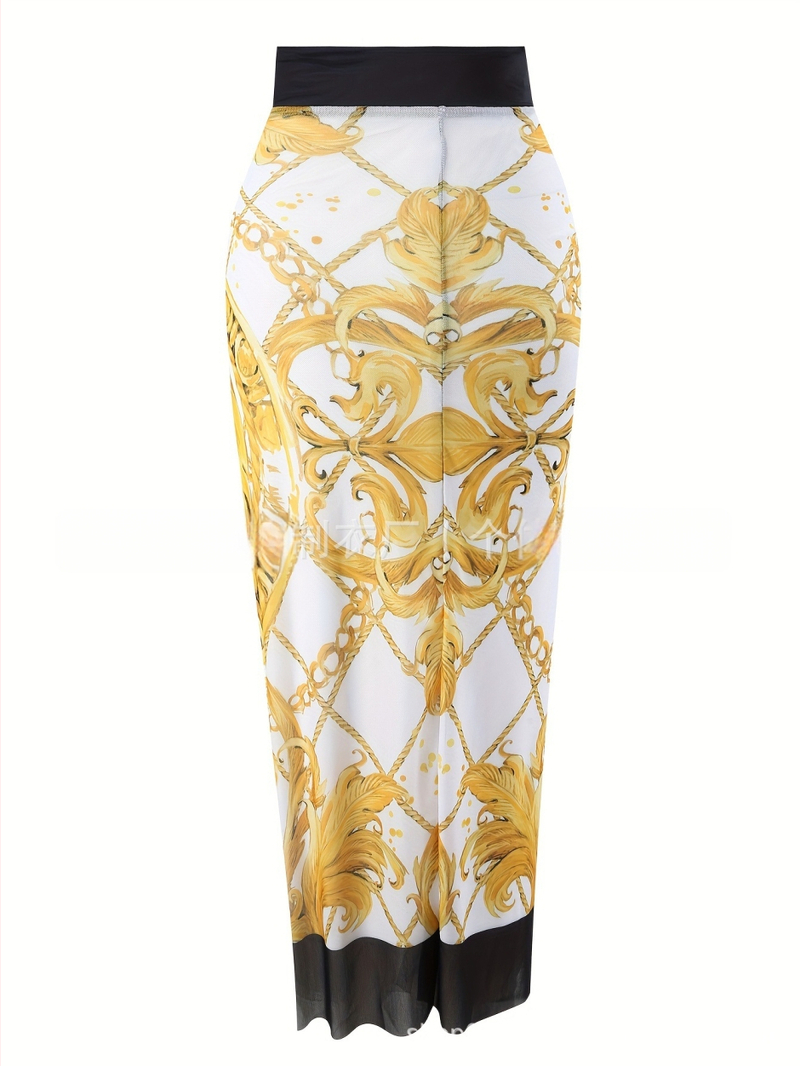 Üheosaline ujumistrikoo – seksikas muster (rinnapatjaga ja teraseta toega, polüesterkangas, ilma varrukateta, ujumiseks)