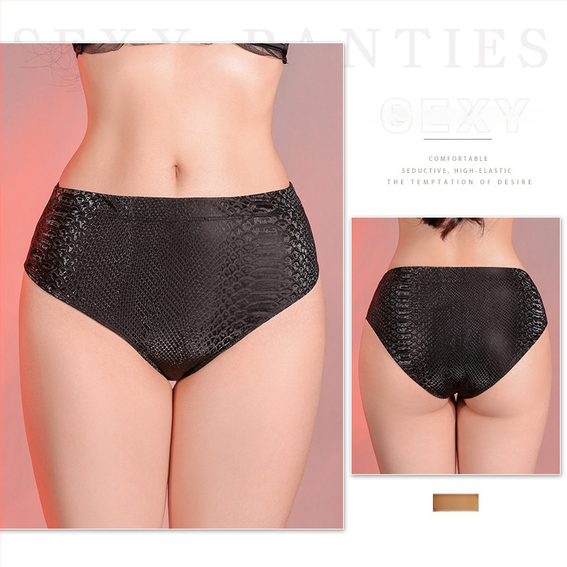 Sieviešu seksīgi biksītes ar vidukļa augstumu, leopardā rakstu un čūsku ādas efektu, PU reljefs audums, 90–95% poliestera