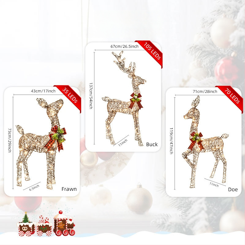 LED valgustatud rauast põhjapõdra dekoraatsioon – Huayicai, Raua kunst, Jõuludekoratsioon