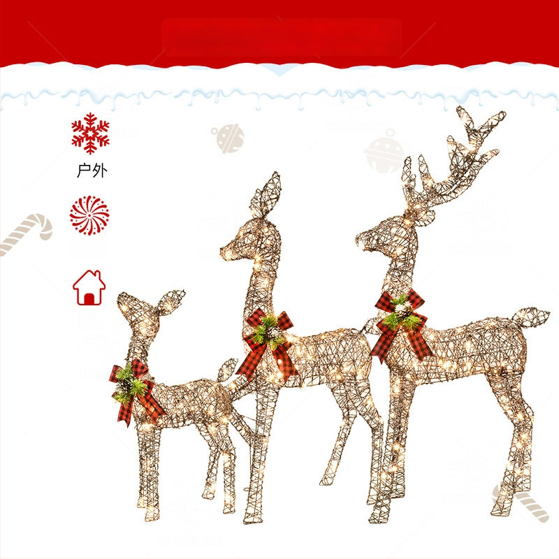 LED valgustatud rauast põhjapõdra dekoraatsioon – Huayicai, Raua kunst, Jõuludekoratsioon