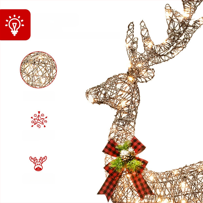 LED valgustatud rauast põhjapõdra dekoraatsioon – Huayicai, Raua kunst, Jõuludekoratsioon