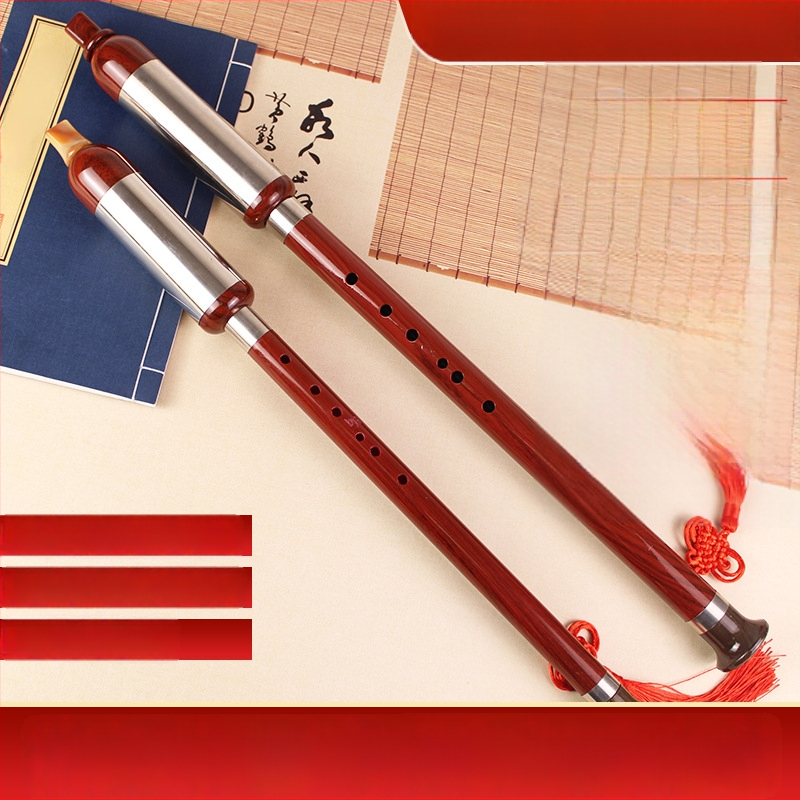 Bawu, resinist mahagonijooniimitatsioon, vertikaalne puhkpill, klahvid: C, Bb, G, F, nahkkarp