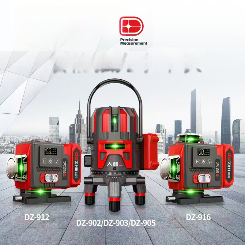 Lāzera līmenis ar 2/3/5/12/16 līniju projektsioonidega, kõrge täpsus, intelligentne digitaalse ekraaniga