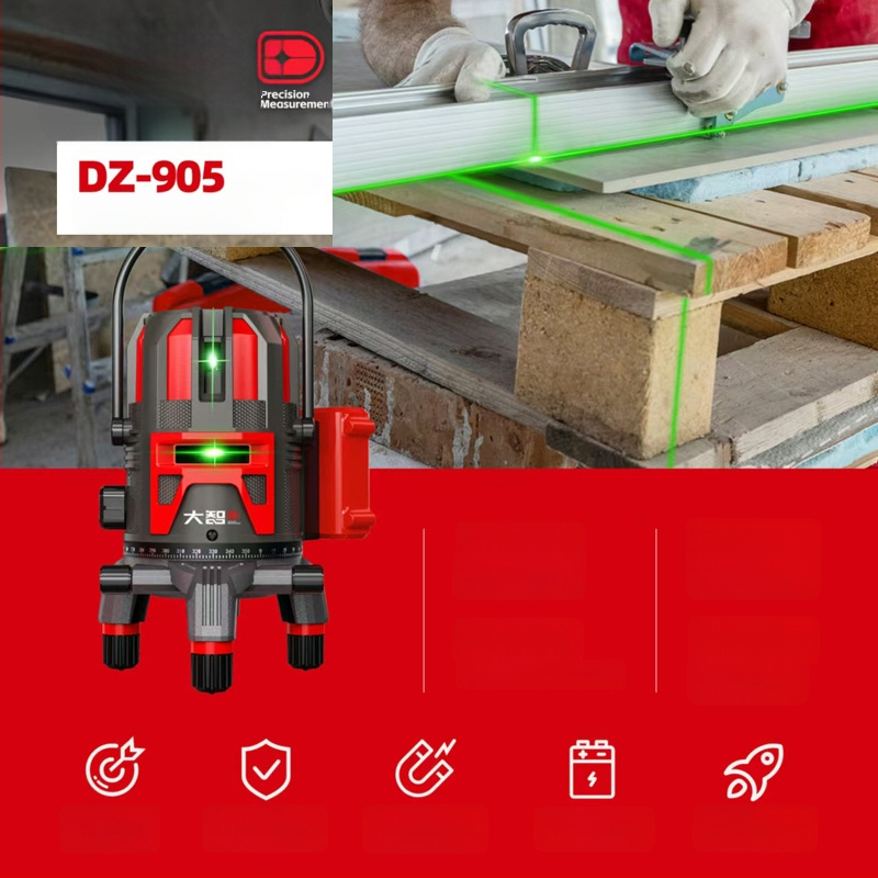 Lāzera līmenis ar 2/3/5/12/16 līniju projektsioonidega, kõrge täpsus, intelligentne digitaalse ekraaniga