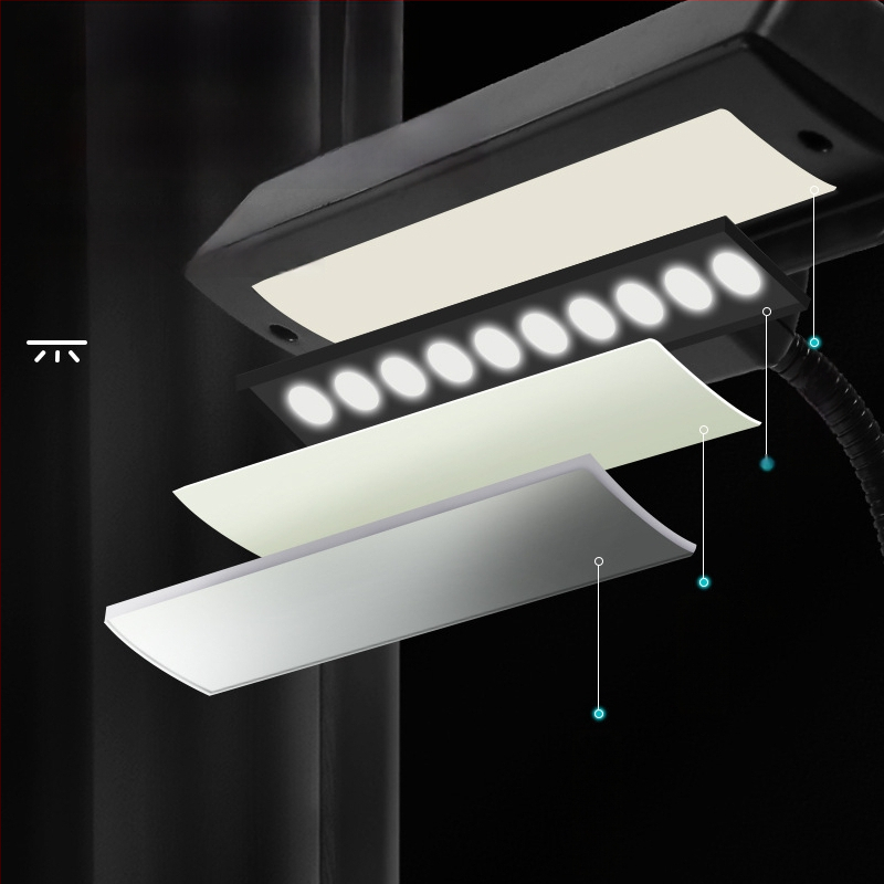 Laetav LED-muusikastendi lamp klipsiga, reguleeritav, klaveriharjutuseks