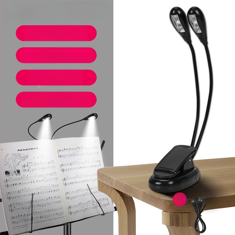 Laetav LED-muusikastendi lamp klipsiga, reguleeritav, klaveriharjutuseks