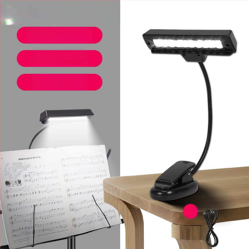 Laetav LED-muusikastendi lamp klipsiga, reguleeritav, klaveriharjutuseks