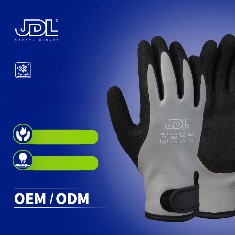 Lateksinės pirštinės su fliso pamušalu žieminiam darbui, šilumos apsaugai; tinkamos pervežimui, lauko dviračių važiavimui ir žiemos žvejybai.