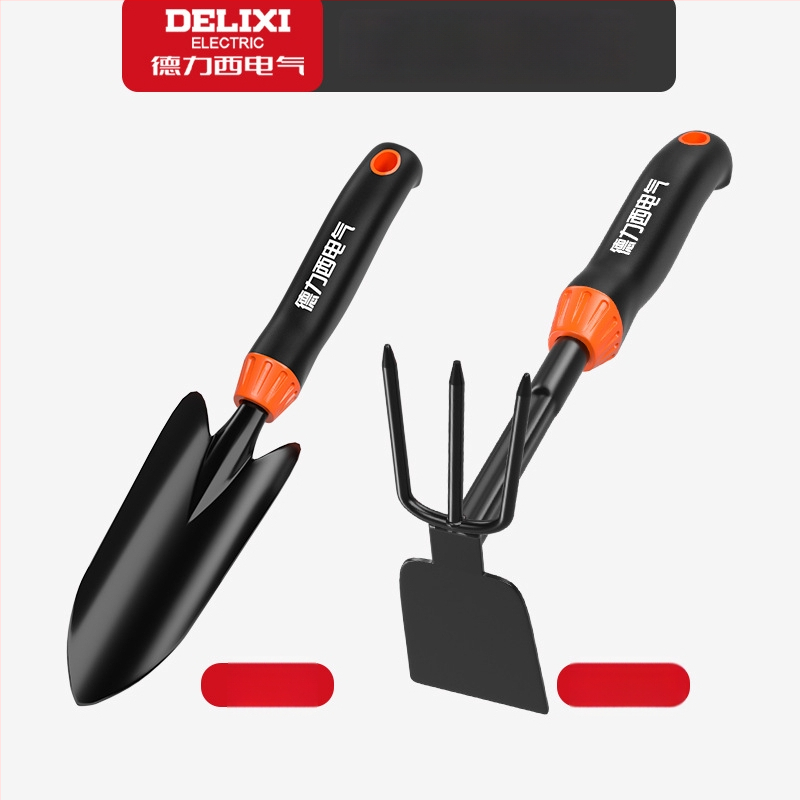 Delixi Electric aianduskühvli komplekt, süsinikterasest, kolmeosaline komplekt aianduseks, lillepeenrale ja randale