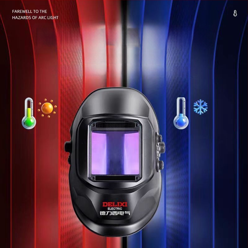 Sulatamise kiiver automaatse tumenemise läätsedega, pea peal kandmiseks, pneumaatiline ajam, kuum õhk ja kauge infrapuna kiirgus