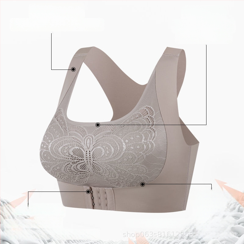 Butterfly Wing krūšturis, bezvadu push-up, ar priekšējo sprādzi, bezšuvju aizmugures dizains, neilona audums, vidēja veidojoša krūšu forma