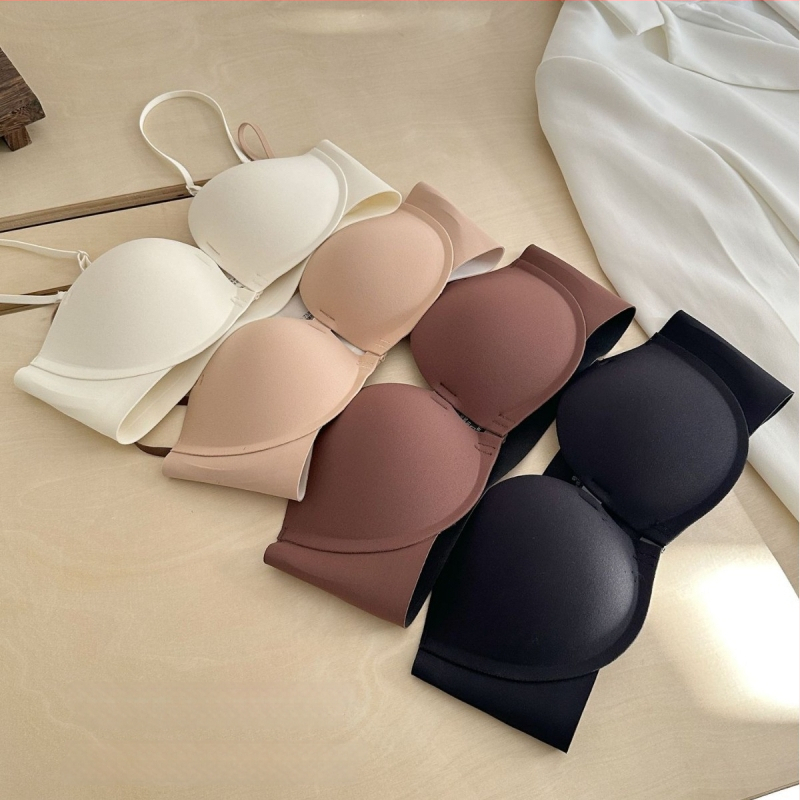 Nailonist bra wrap/tube top, be õlgadest, topelt eeslukk, ristatud selg, 1/2 tass, keskmise kujuga tass
