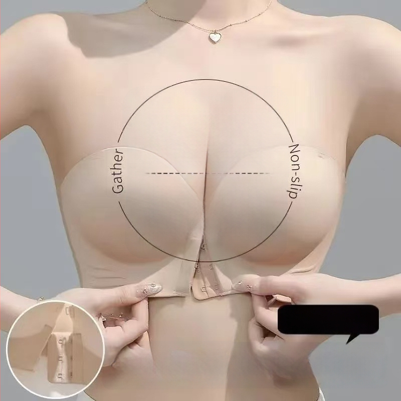 Bezšuvju krūšturis tūbiņa stila ar bieziem formētām kausiem, neilona audums un pamatdaļa, priekšējā sprādze, noņemamās dubultās siksnas