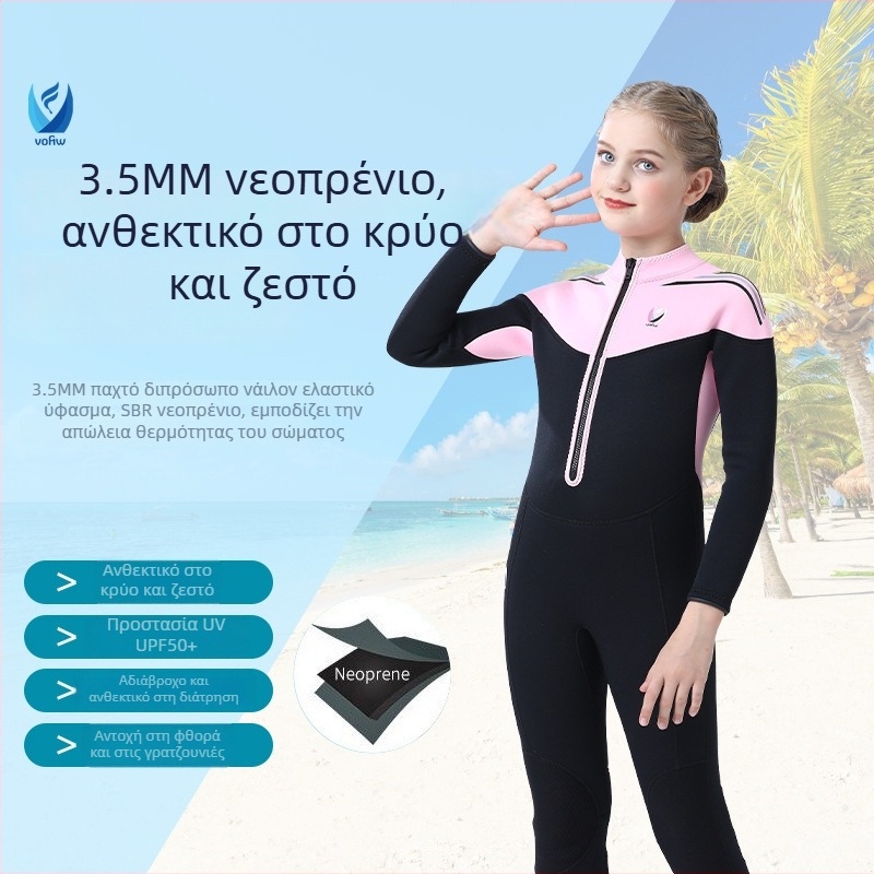 Unisex 3,5 mm neoprene με επένδυση φλίς, μακρυμάνικη ολόσωμη στολή για κατάδυση, κολύμβηση και σερφ