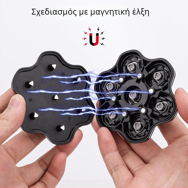 Ανταλλακτική κεφαλή ξυρίσματος με επτά λεπίδες, περιστρεφόμενη, για φαλακρό κεφάλι ηλεκτρικού κουρευτικού, με κινητήρα βούρτσας