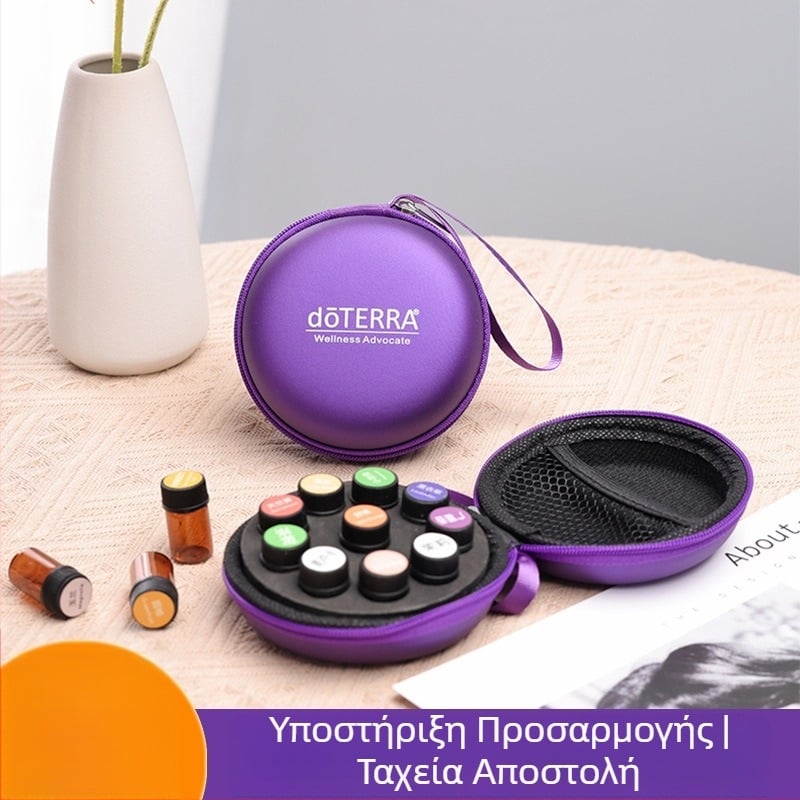 Τσάντα αποθήκευσης αιθέριων ελαίων με 10 θήκες, PU υλικό, αδιάβροχη, πολύ ελαφριά, επεκτάσιμη