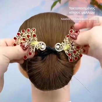 Κλιπ μαλλιών από βελούρο, twist clip, κωδικός B10267, άνοιξη 2025, παραδοσιακό στυλ.