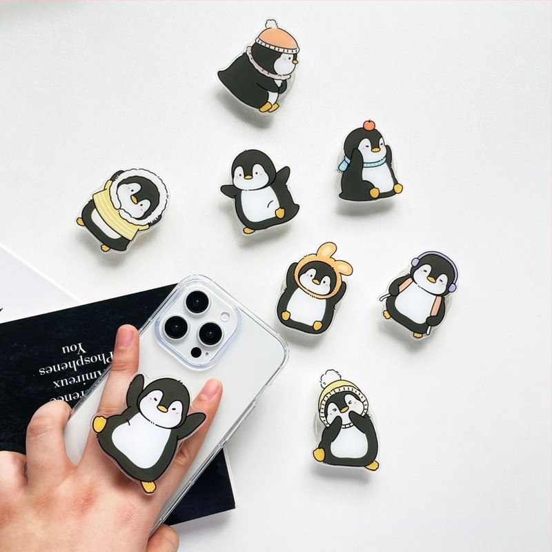 Διάφανη ακρυλική βάση γραφείου σε καρτούν στυλ με σχέδιο πιγκουίνου – προσαρμόσιμη