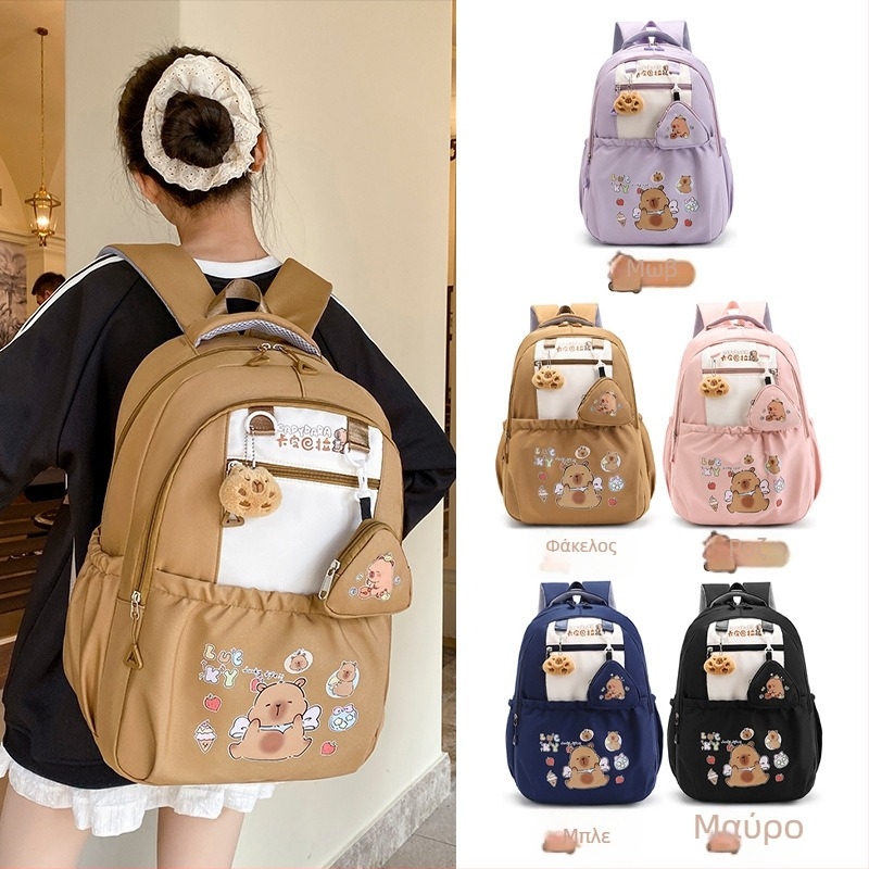 Unisex παιδικό σακίδιο για σχολείο - 20-35 L, συμβατό με φορητό 10-ιντσών, ιμάντες με μαξιλάρια αέρα, σχέδιο anime καρτούν, άνοιξη 2025