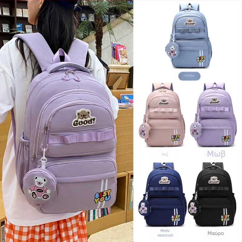 Unisex παιδικό σακίδιο για σχολείο - 20-35 L, συμβατό με φορητό 10-ιντσών, ιμάντες με μαξιλάρια αέρα, σχέδιο anime καρτούν, άνοιξη 2025