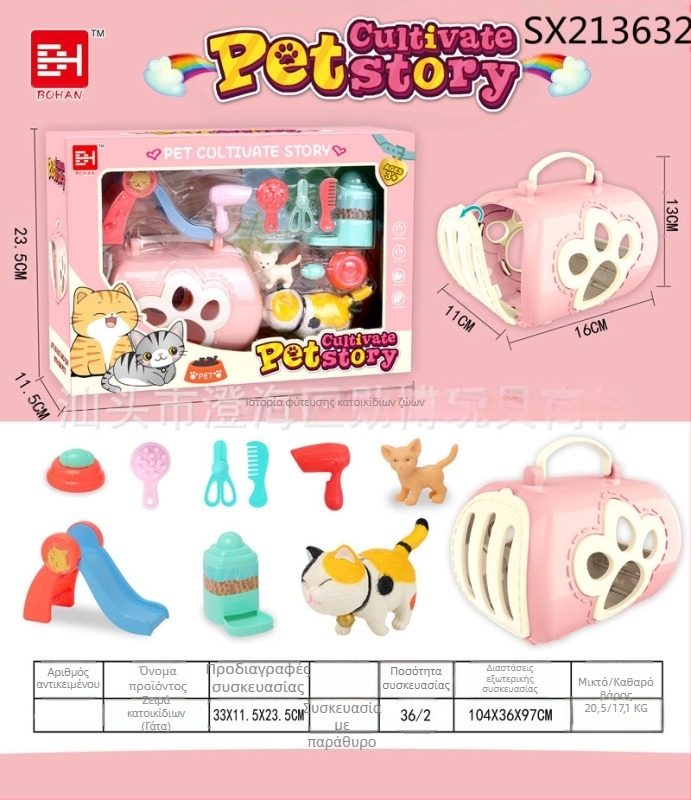 Προσομοιωμένος κλωβός κατοικίδιου για παιδιά — παιχνίδι οικίας, πλαστικό, ηλικίες 4–6 ετών, σετ σκυλάκι και γατάκι