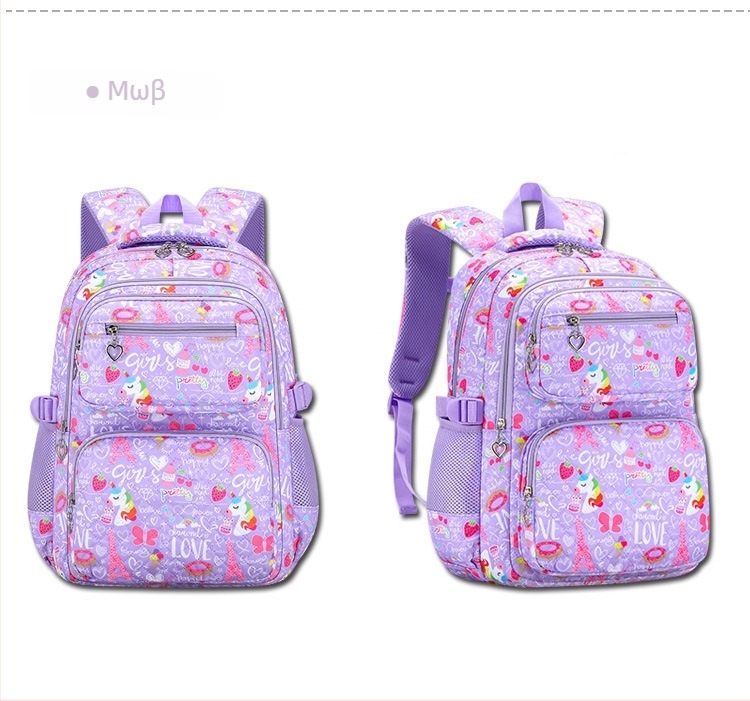 Σετ τριών σακιδίων για κορίτσια από Oxford ύφασμα, με σχέδιο καρτούν, ιμάντες με αερόμαξιλα, αναπνεύσιμο, ultra-ελαφρύ και διπλωόμενο – φρέσκο και γλυκό στυλ, για πέμπτη–έκτη τάξη