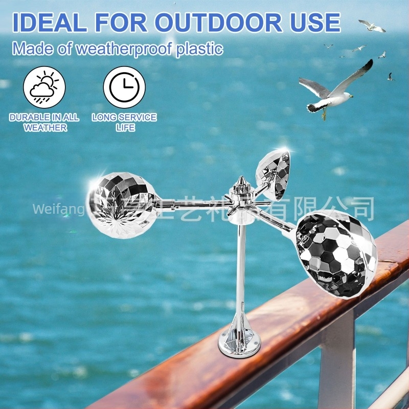 Συσκευή απομάκρυνσης πουλιών με ηλιακή και αιολική λειτουργία, ABS σώμα, με ήχο και φωτεινές αποτρεπτικές λειτουργίες, κατάλληλη για οπωρώνες, ιχθυοδεξαμενές και γεωργικές εκτάσεις.