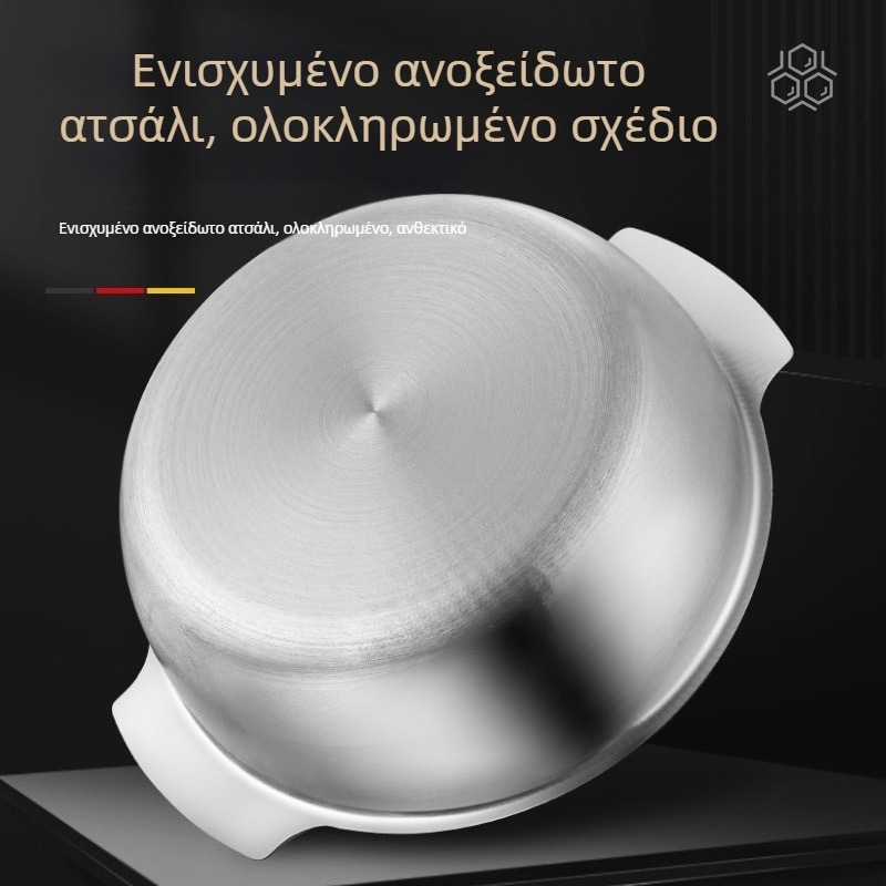 Κατσαρόλα σούπας από ανοξείδωτο ατσάλι σειρά 400, χωρητικότητας 1,1–2 L, με αντικολλητική επίστρωση, γυάλινο καπάκι, κατάλληλη για όλες τις εστίες