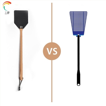 Μυγοσκούπα από δέρμα και ξύλο με εκτεταμένη λαβή, ανθεκτική και προσαρμόσιμη