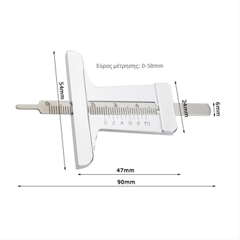 Μετρητής βάθους πέλματος ελαστικού με βερνιέρ καλιμπερ, από ανοξείδωτο χάλυβα, εύρος 50 mm, ακρίβεια 1 mm