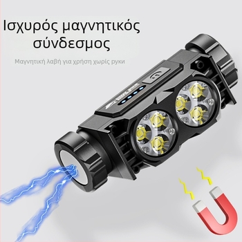 Φαναρι κεφαλής με ενσωματωμένη μπαταρία λιθίου μεγάλης χωρητικότητας, αδιάβροχο, βάρος 97,5 g, ελαστικό ιμάντας κεφαλής