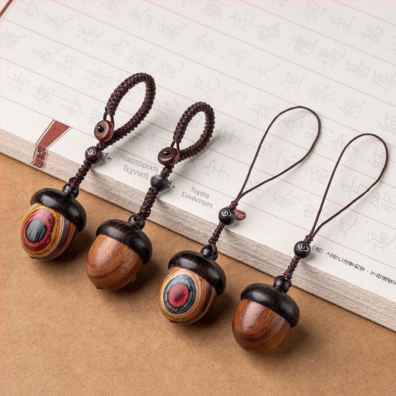 Κλειδάκι αυτοκινήτου με κρεμαστό Sandalwood Acorn, USB Drive Pendant, Unisex, Ευρεία συμβατότητα, Ρετρό δημιουργικό στυλ