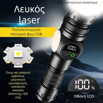 Φορτιζόμενος φακός LED με ζουμ — Jigobird LED τσιπ, ABS περίβλημα, μακρά διάρκεια μπαταρίας