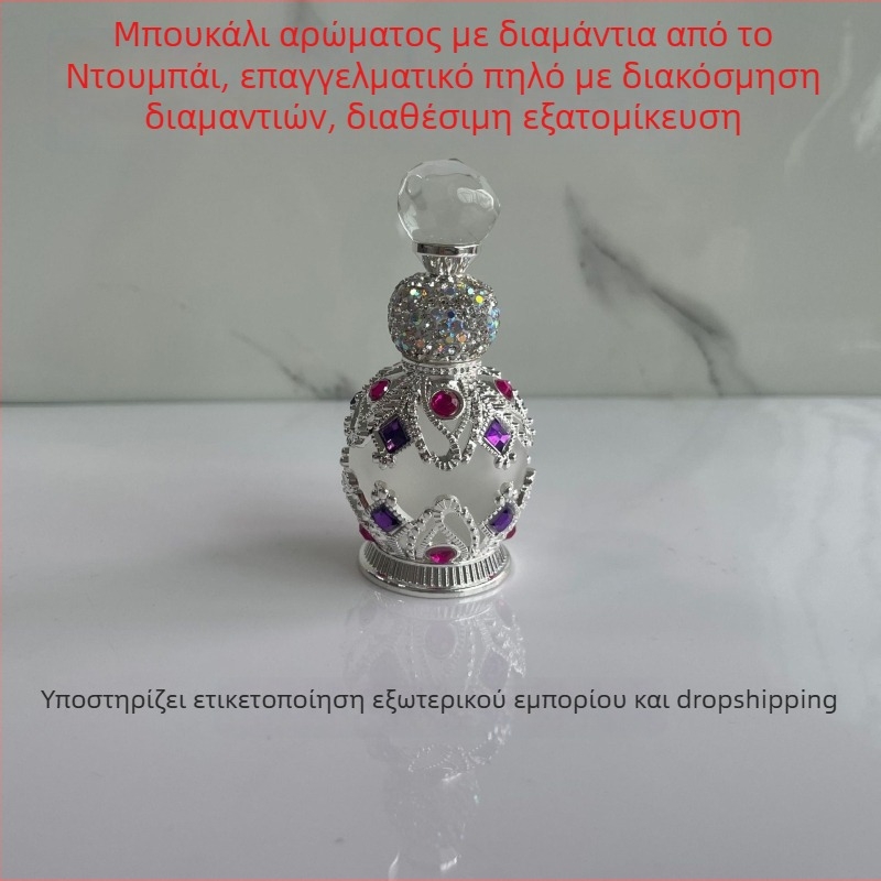 Γυάλινο μπουκάλι αρώματος με διαμαντένιες λεπτομέρειες, σαλονικής ποιότητας, καπάκι από ψευδάργυρο, κατασκευή blow molding, προέλευση Γκουανγκτζού