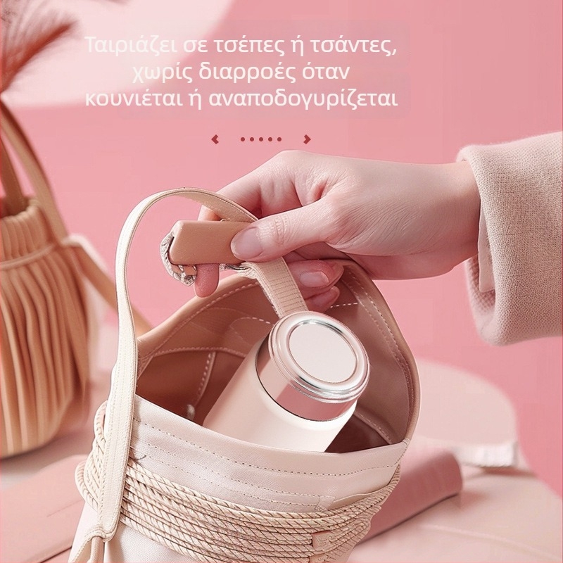 Μίνι θερμός για γυναίκες, φορητός και συμπαγής, με διαχωρισμό τσαγιού και νερού; εσωτερικός θάλαμος 316 ατσάλι, εξωτερικό περίβλημα 304 ατσάλι, κενού 0–6 ώρες, προσαρμόσιμο λογότυπο