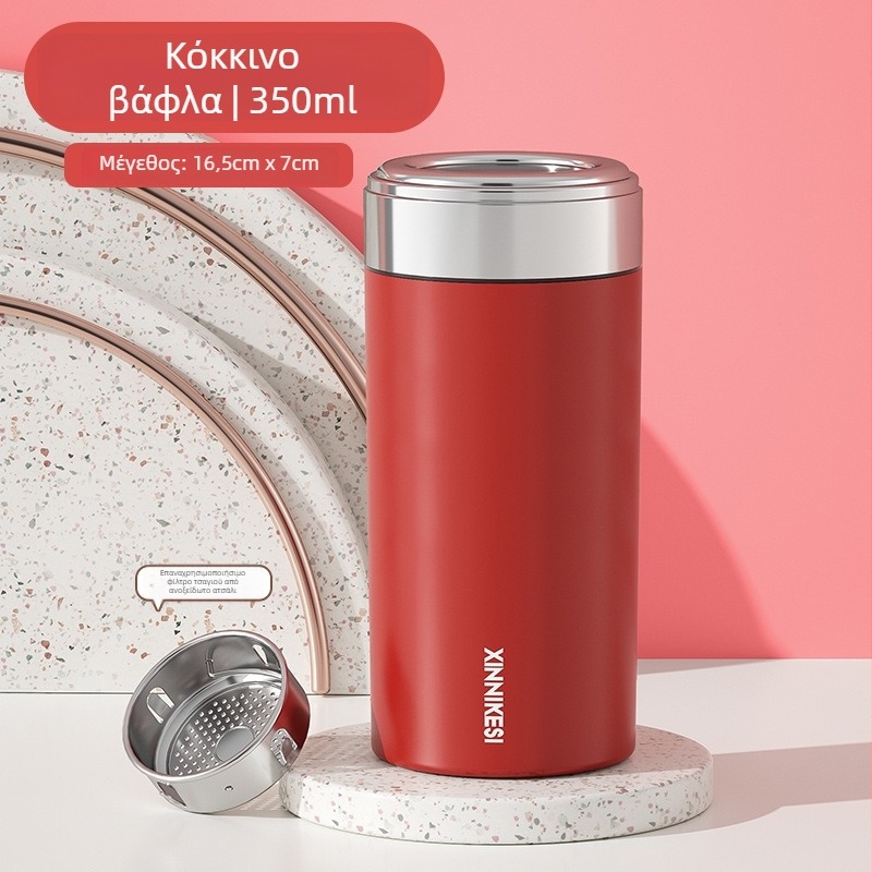 Μίνι θερμός για γυναίκες, φορητός και συμπαγής, με διαχωρισμό τσαγιού και νερού; εσωτερικός θάλαμος 316 ατσάλι, εξωτερικό περίβλημα 304 ατσάλι, κενού 0–6 ώρες, προσαρμόσιμο λογότυπο