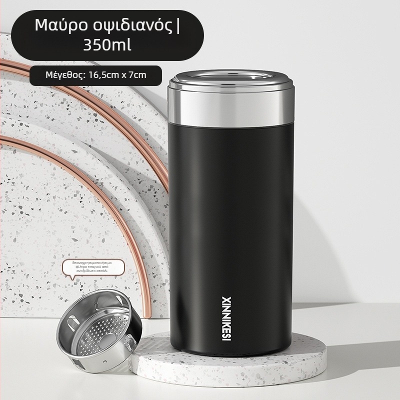 Μίνι θερμός για γυναίκες, φορητός και συμπαγής, με διαχωρισμό τσαγιού και νερού; εσωτερικός θάλαμος 316 ατσάλι, εξωτερικό περίβλημα 304 ατσάλι, κενού 0–6 ώρες, προσαρμόσιμο λογότυπο