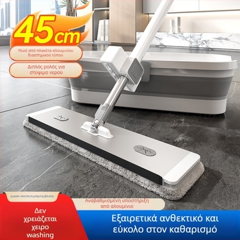 Επίπεδη σφουγγαρίστρα οικιακής χρήσης με ίνες ultra-fine, λαβή από ανοξείδωτο ατσάλι, διπλής κίνησης στύψιμο, 90–100% αποξήρανση