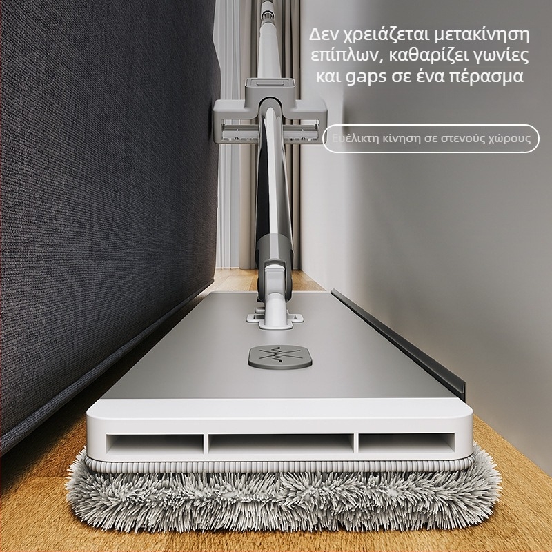 Επίπεδη σφουγγαρίστρα οικιακής χρήσης με ίνες ultra-fine, λαβή από ανοξείδωτο ατσάλι, διπλής κίνησης στύψιμο, 90–100% αποξήρανση