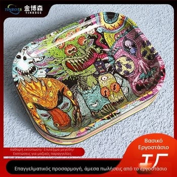 Προσαρμοσμένος τετράγωνος δίσκος από λαμαρίνα για τσιγάρα, με εκτύπωση λογότυπου και αποθήκευση (κατόπιν σχεδίων)