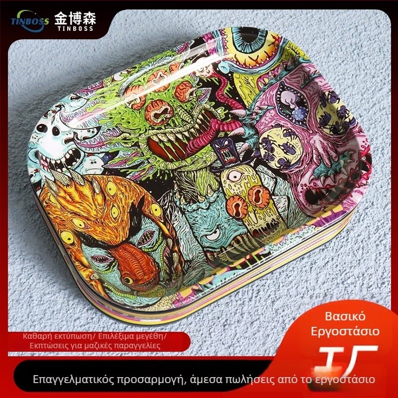 Προσαρμοσμένος τετράγωνος δίσκος από λαμαρίνα για τσιγάρα, με εκτύπωση λογότυπου και αποθήκευση (κατόπιν σχεδίων)