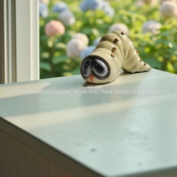 Κηπουρική διακοσμητική φιγούρα σε μορφή κάμπια, ρητίνη, αγροτικό στυλ, χαρακτικό μοτίβο