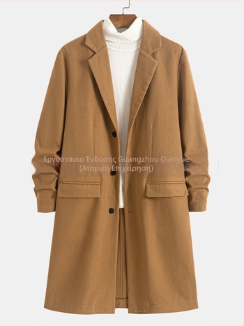 Ανδρικό παλτό - ελαφρύ επιχειρηματικό στυλ, χαλαρή γραμμή, 100% πολυεστέρας, MQ622, Φθινόπωρο 2025